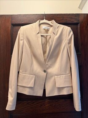 Calvin Klein Light Cream Single-Button Blazer